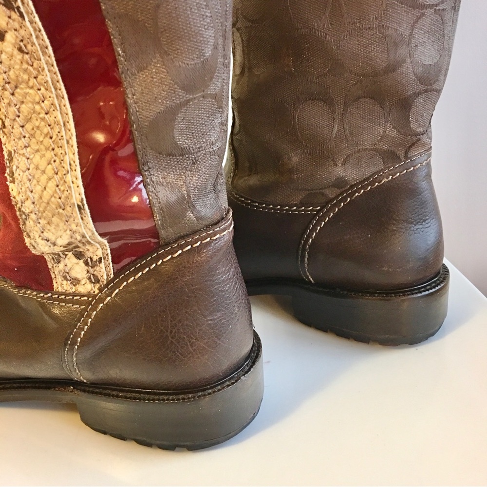 Coach ROCHELLE Pull on Signature Canvas Leather Riding Boots - Picture 14 of 16